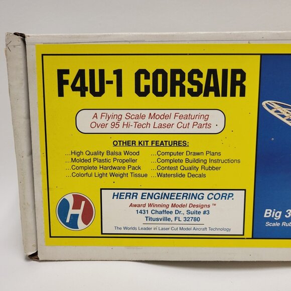 CORSAIR F4U-1 Laser Cut Airplane KIT 30" Wingspan Rubber Powered Herr Engineerin - Picture 3 of 13
